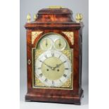 A good early George III mahogany mantel clock by Thomas Brett of London, the 8ins arched brass