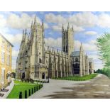 ***David Arbus (born 1941) - Watercolour - The South-West View of Canterbury Cathedral, 21.75ins x