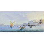 Vincenzo D'Esposito (1886-1946) - Watercolour and gouache - The Grand Harbour, Valletta, 4.5ins x