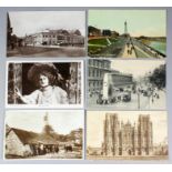 A large collection of topographical, portrait, greeting and other postcards, various (two boxes)