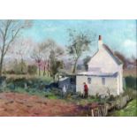 ***Gerald Norden (1912-2000) - Oil painting - "Springtime near Folkestone", board 10ins x 14ins,