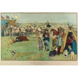 After Cecil Aldin (1870-1935) - Three coloured lithographs - "The Blue Market Races - The Arrival on