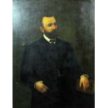 19th Century English school - Oil painting - Three quarter length portrait of a gentleman in morning