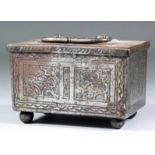 A late 16th/early 17th Century etched steel table casket or strong box (possibly Nuremberg) the