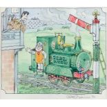 ***Peter Firmin (1928-2018) - Ink and watercolour - Ivor the Engine with Jones the Steam on the
