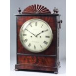 An early Victorian figured mahogany cased mantel clock by A. Myers of Lymington, the 8ins diameter