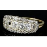 A Victorian gold and silvery coloured metal mounted and all diamond set ring, the rectangular face