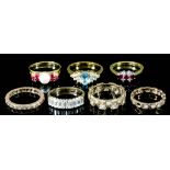 Seven gold coloured metal mounted and gem set dress rings of various sizes (gross weight 19