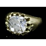 A gentleman's 9ct gold mounted diamond solitaire ring, set with brilliant cut oval diamond (