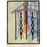 ***J. L. Carstairs (20th Century English) - Two watercolours - "The Window on the Stair", and lamp