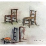 ***Jehan Daly (1918-2001) - Coloured chalks - Still life of chairs, 9ins x 9.5ins, signed and