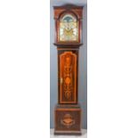 An inlaid mahogany longcase clock, the 12ins arched brass dial signed "Charles Horwood of