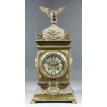 A late 19th Century French brass cased mantel clock by H. & F. of Paris, No. 5142, the 3.5ins