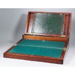 A 19th Century brass bound rosewood rectangular writing box, 18ins x 9.75ins x 6ins high, and an