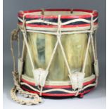 A 20th Century military side drum, 13.5ins high x 13.5ins diameter