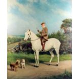 Ernest Stuart (fl.1889-1915) - Oil painting - King George V on horseback, canvas 30ins x 25ins,