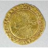 A James I (1603-1625) hammered gold Laurel (20 shillings ) (Mint Mark - Tudor Rose - 33mm diameter -