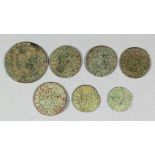 Seven 17th Century Kent tradesman's copper tokens ( including Sandwich and Chilham)