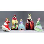 Five Royal Doulton bone china figures - "The Parson's Daughter" (HN 564) 10.75ins high, "Margery" (