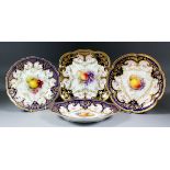 A Royal Worcester bone china part dessert service, enamelled in colours by Richard Sebright and