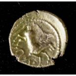 A Celtic (Cunobelin) gold quarter Stater (circa early 1st Century A.D. - 40 A.D.), (weight 1.4