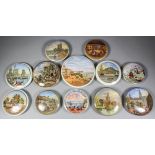 A collection of twelve 19th Century coloured pot lids, including "Nelson Crescent, Ramsgate", 5.