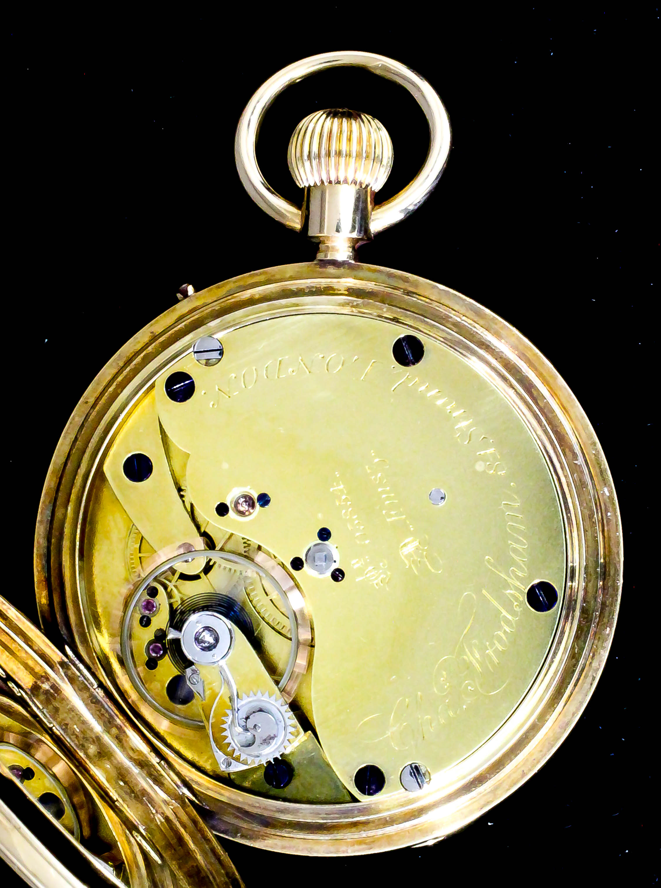 A Victorian 18ct gold half hunting cased keyless lever pocket watch by Buckley for Charles Frodsham, - Image 2 of 2