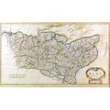 Robert Morden (1668-1703) - Coloured engraving - Map of "Kent", 13.75ins x 24.75ins, William Kip (