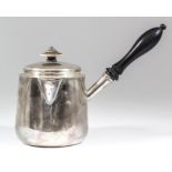 A William IV plain silver brandy warmer and cover with turned ivory finial and turned ebony