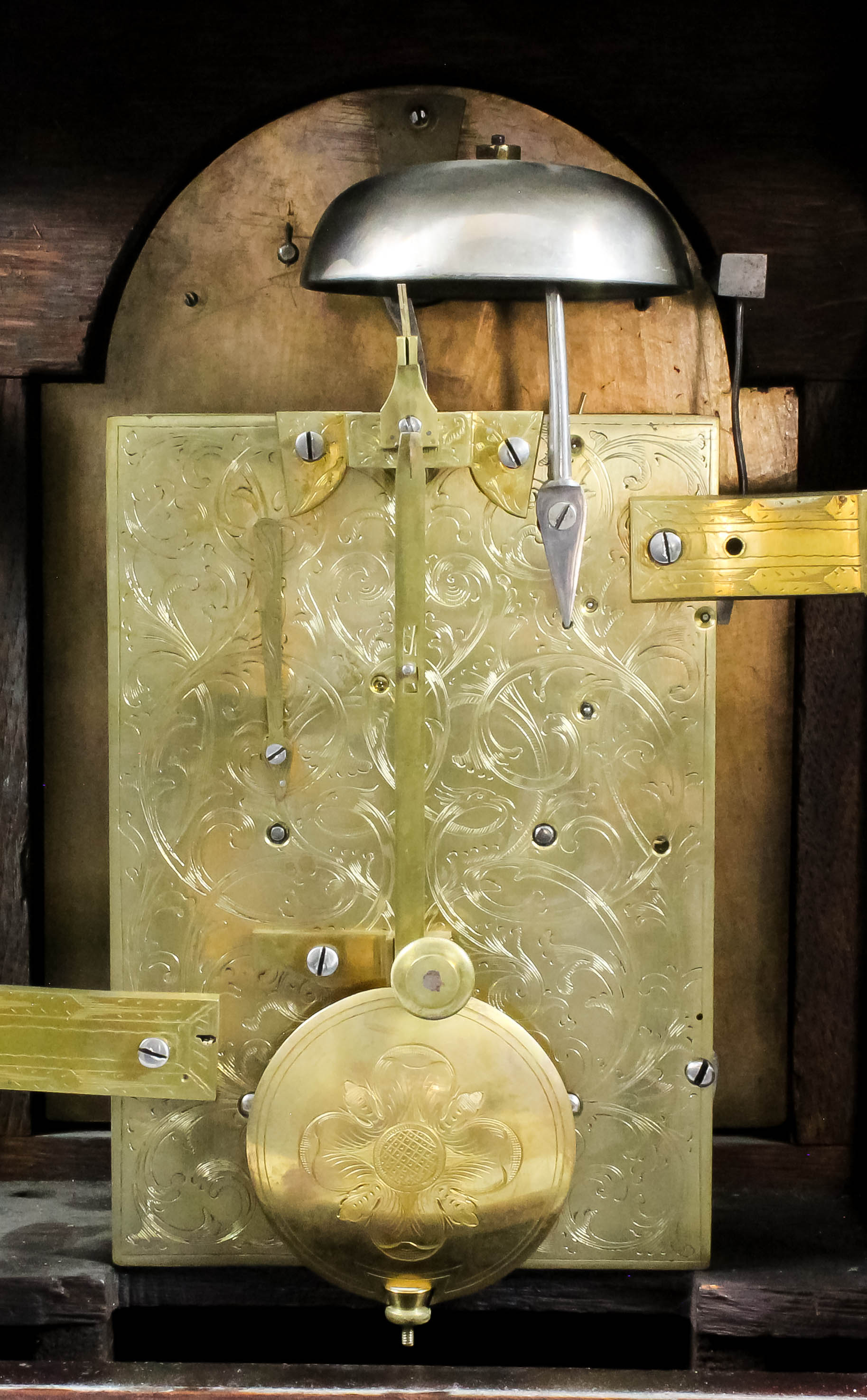 An early George III mahogany table clock by Haley & Son of London, the 7ins arched brass dial with - Image 2 of 2