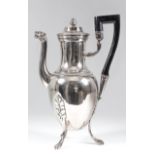 A late 18th/early 19th Century French silver coffee jug of "Neo-Classical" design with amphora