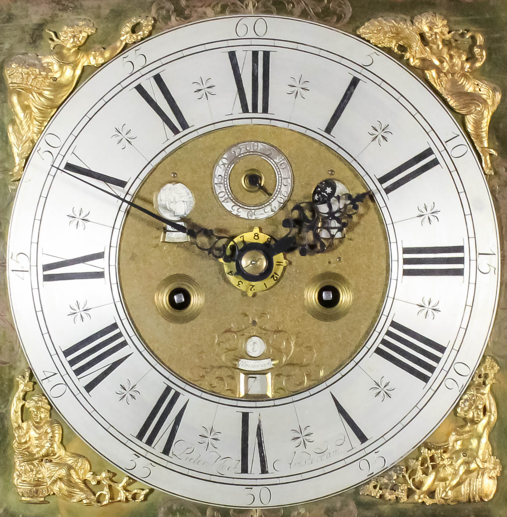 An 18th Century Dutch oak longcase clock by Pieter Klock of Amsterdam, the 12.25ins square brass - Image 2 of 2