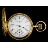 A late 19th Century American lady's 14k gold full hunting cased keyless pocket watch by The Illinois