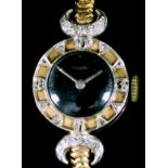 A lady's Bucherer of Paris 18ct gold and diamond cased cocktail wristwatch, No. 12824, with