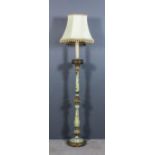 An Italian style painted and gilt electric standard lamp of candlestick pattern, decorated with