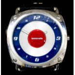 A modern gentleman's Lambretta quartz wristwatch, the red, white and blue dial with Arabic numerals,