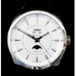 A modern gentleman's Oris "Complication Artix Grande Lune" automatic wristwatch, the silvered dial