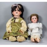 Two Armand Marseille bisque headed dolls, No. 996 with closing blue eyes and open mouth showing
