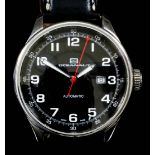 A modern gentleman's Oceanaut stainless steel cased automatic wristwatch, the black dial with