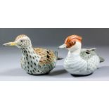 Neil Irons (born 1949) - Two ceramic ocarina - "Sandpiper", 4ins high, and "Smew", 4ins high, both