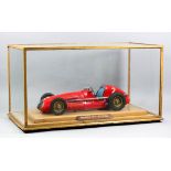 A scratch built 1/12th scale model of a Maserati 4 CLT/48 racing car, contained in glazed display