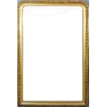 A 19th Century French gilt framed rectangular overmantel mirror, the moulded frame with bead and