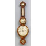 An early 19th Century rosewood wheel barometer, thermometer and hydrometer, with 8ins diameter