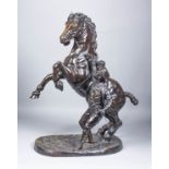 After Joseph Edgar Boehm (1834-1890) - Bronze figure - Rearing horse with handler, 22ins high