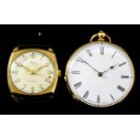 A late 19th Century lady's 18ct gold cased pocket watch by Huguenin of Geneva, No. 8551, the white