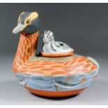 Neil Irons (born 1949) - Ceramic ocarina - "Grebe", 7.25ins high, signed, and dated 5/6/89