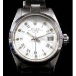 A 1970's lady's Rolex "Oyster Perpetual Datejust" stainless steel cased automatic wristwatch, Serial