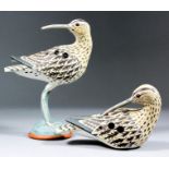 Neil Irons (born 1949) - Two ceramic ocarina - Standing "Whimbrel", 8.25ins high, and resting "