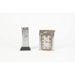 FRENCH CHROME PLATED OVERSIZED COMBINATION TABLE CIGARETTE LIGHTER AND CLOCK BY SEMCA, 4 ¼" (10.8cm)