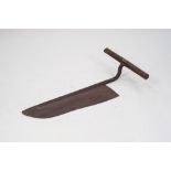 •VINTAGE CAST IRON PEAT CUTTER WITH WOODEN HANDLE, 29 ½" (75cm) long